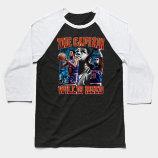 Willis Reed The Captain Basketball Legend Signature Vintage Retro 80s 90s Bootleg Rap Style Baseball T-Shirt